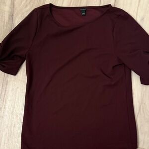 Ann Taylor Burgundy Short Sleeve Top